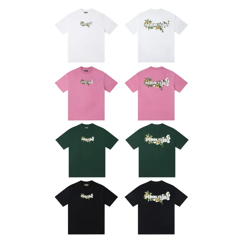 D310 #DENIM TEARS Kapok classic pure cotton loose unisex white short-sleeved T-shirt 38 p100 black, white, green, pink, blue